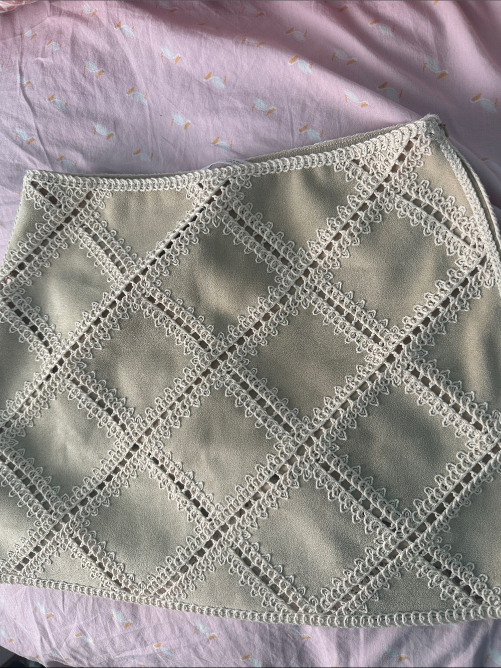 Zara Cream Crochet Diamond Mini Skirt - Picture 5 of 9